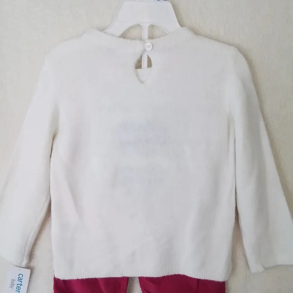 Carter's Baby 2-Piece Sweater‎ Set Size 24mo in Pink, White, Penguin Theme
